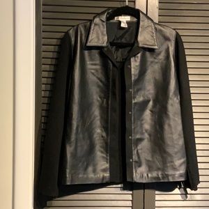 Diapers and Damons leather front knit cardigan.